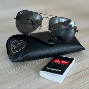 Ray-Ban All Black Aviator Sunglasses with case - Authentic